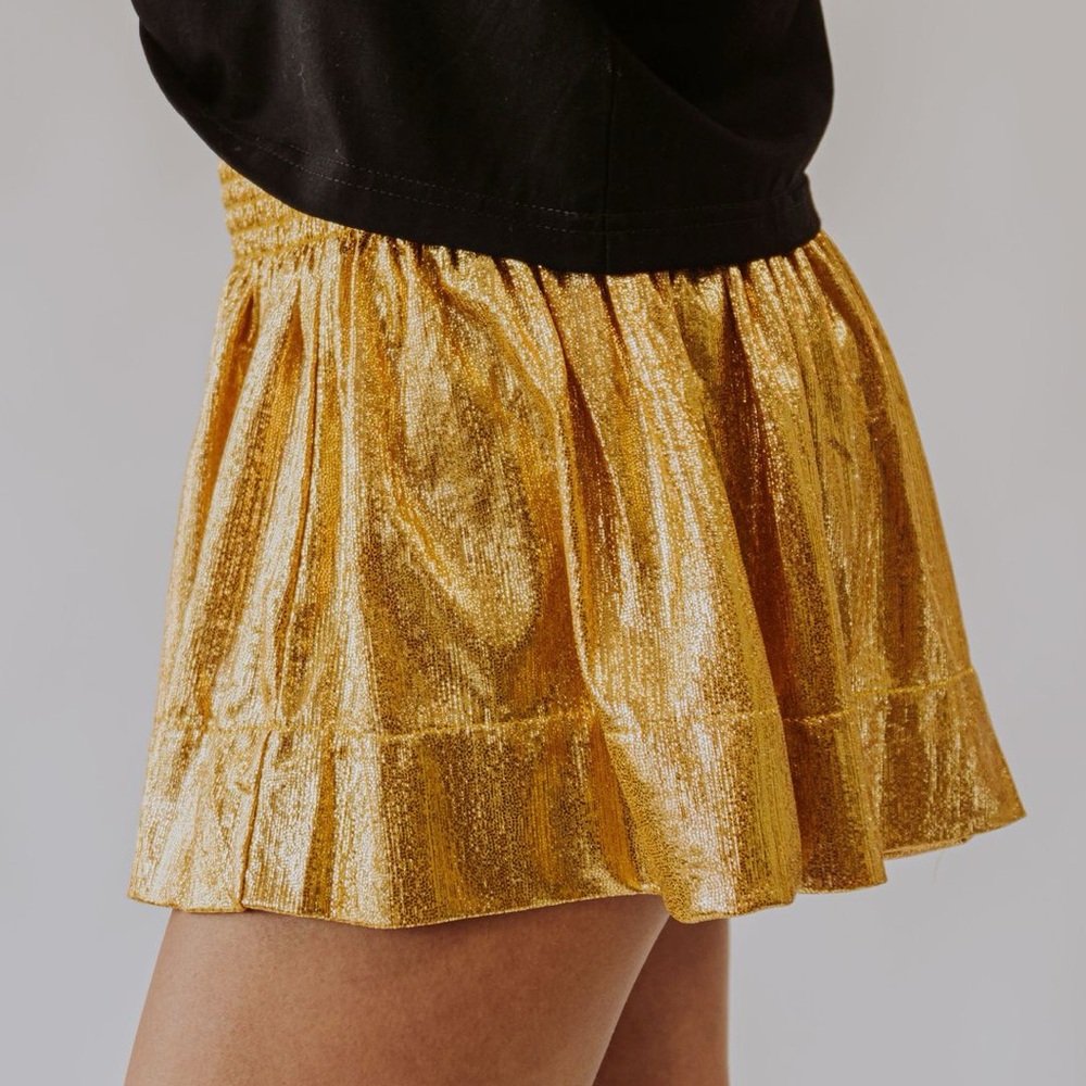 Queen Of Sparkles All The Glory Gold Metallic Shorts View 3